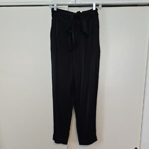 Anthropologie Black Tie-Waist Pants